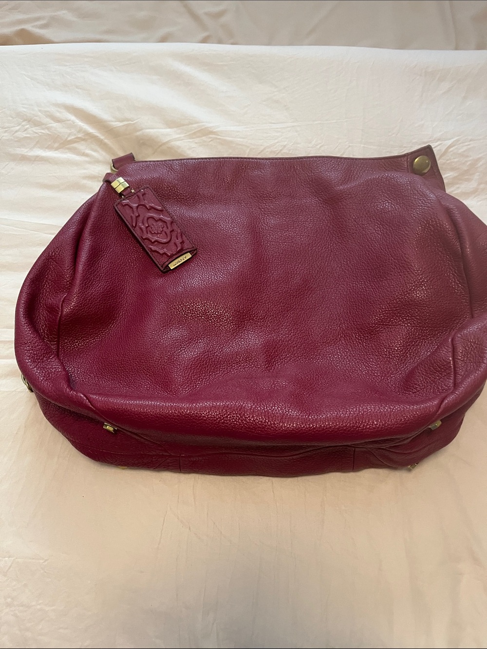 DR YANY Leather Hobo Bag in Deep Burgundy